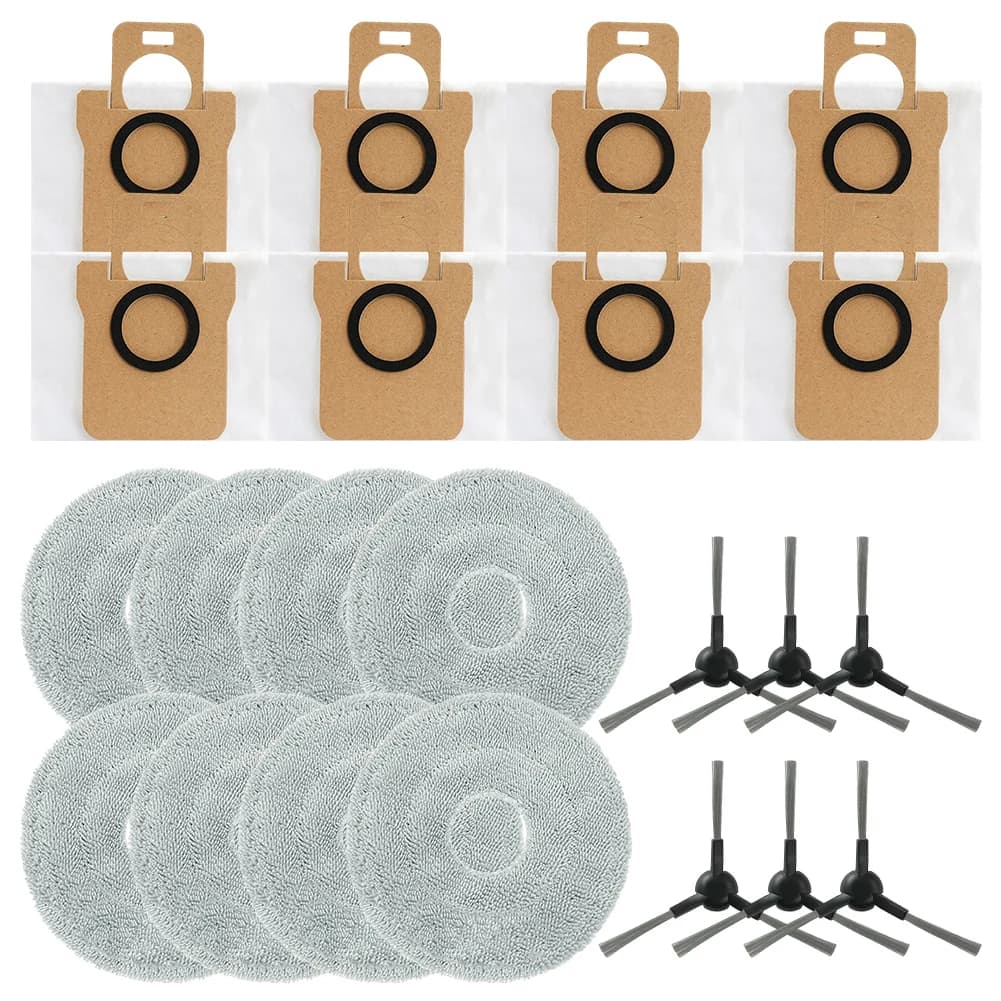 Kit spazzola laterale per sacchetto per la polvere in tessuto per mop per JONR per P20 PRO Kit di sostituzione accessori per spazzatrici Accessori per strumenti per la pulizia della casa