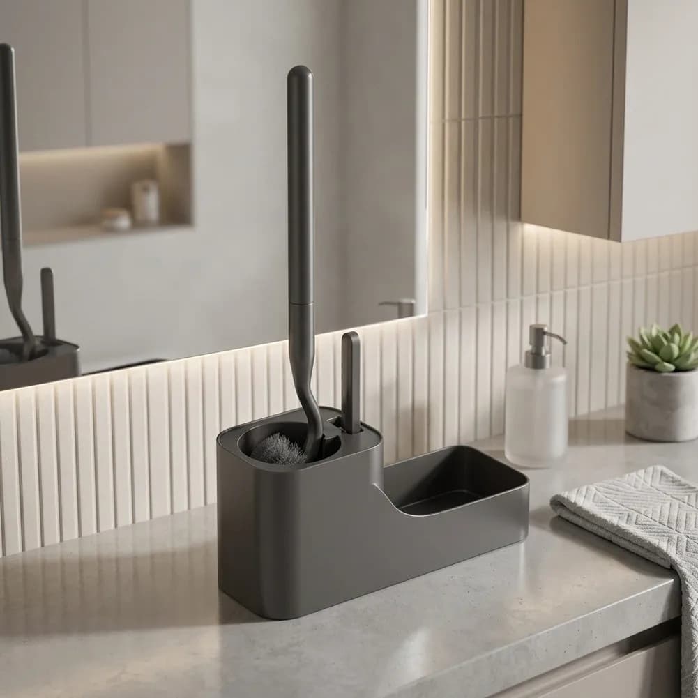 Wall Mounted Toilet Brush And Plunger Set 2-in-1 Space Saving Bathroom Cleaning Tool With S-Shaped Handle For Deep Cleaning