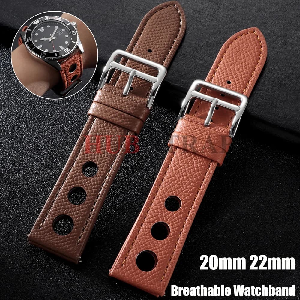 Cinturino per Orologio in Pelle di Vacchetta 20mm 22mm, Bracciale Business Vintage Traspirante, Cinturino Moda per Uomo e Donna con Fibbia a Perno