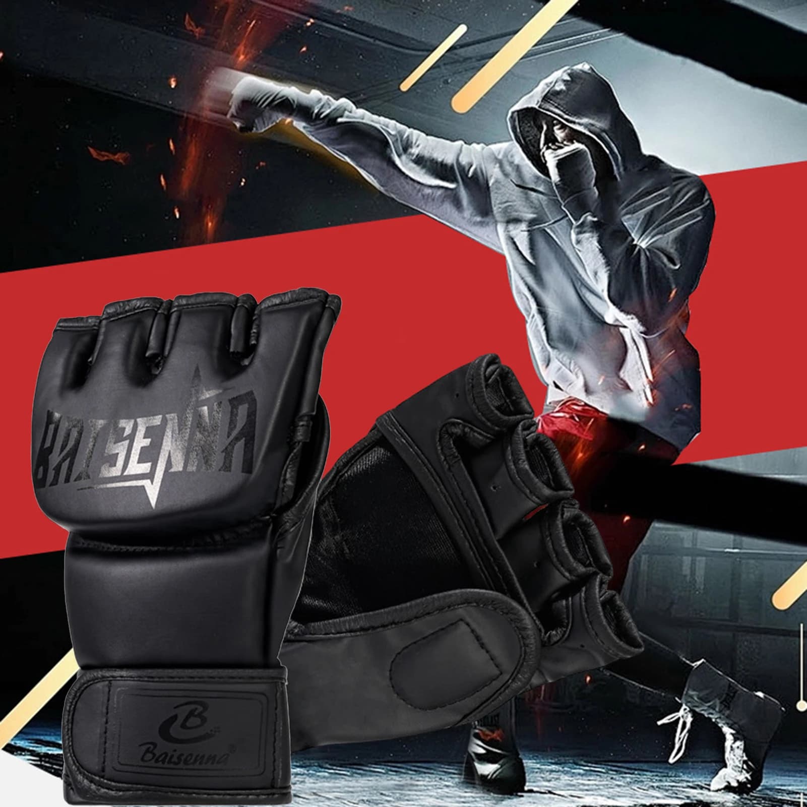 MMA Training Gloves Semi-Slip Boxing Gloves for Men Professional Fitness Gloves for Kickboxing Sparring