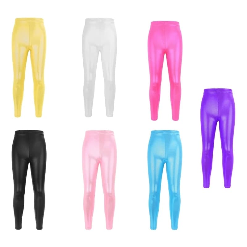 Elastic Dance Pants Bright Leggings for Kids Girls Leggings with Unique Bronzing Finish for Practice And Competitions
