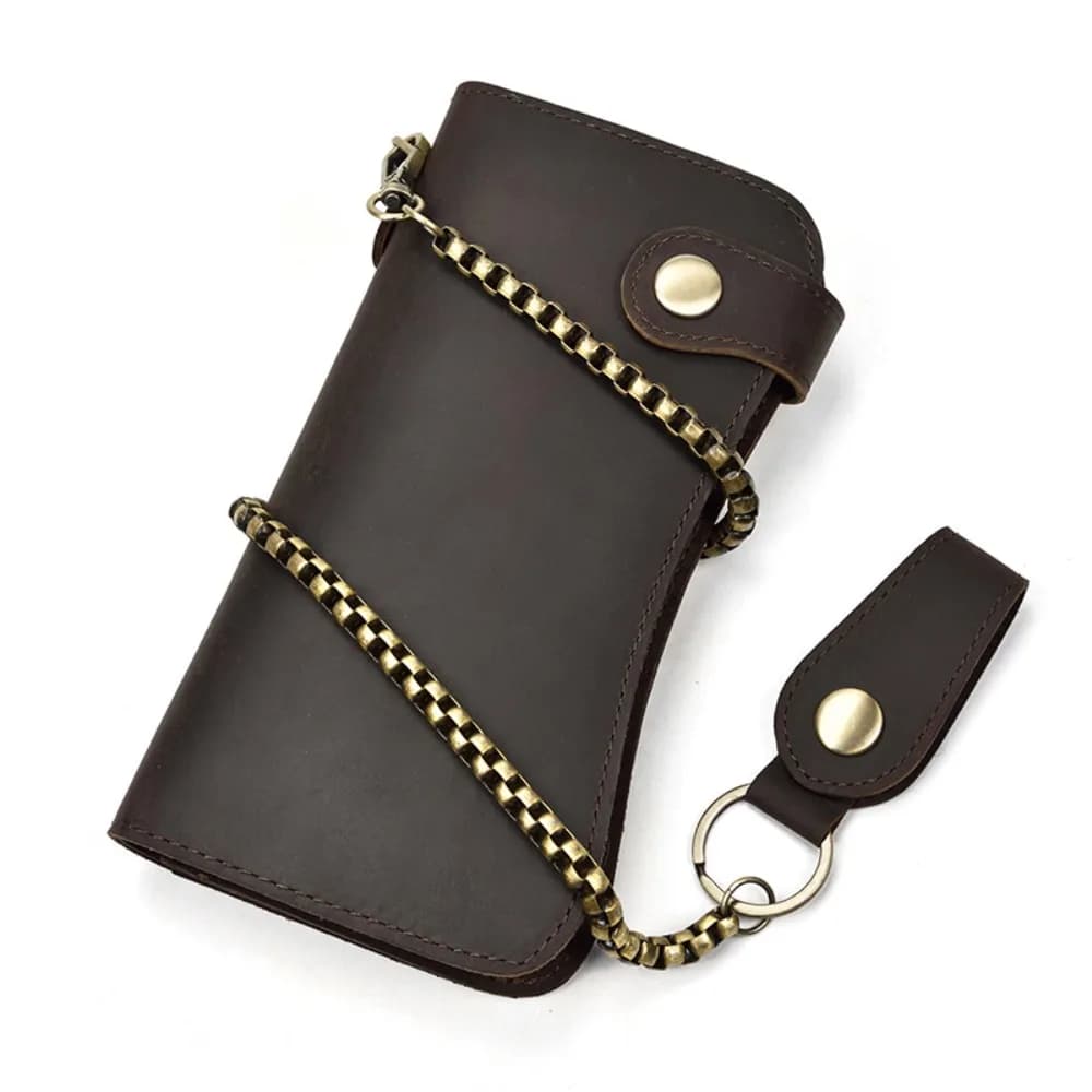 Portafoglio versatile in pelle da uomo, pochette avanzata alla moda antifurto a catena lunga Borsa da viaggio portatile RFID anti-smagnetizzazione.