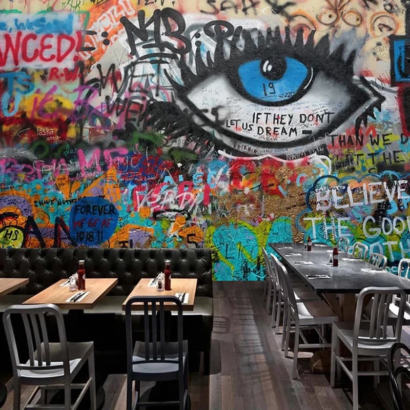 Custom 3D Wallpaper Abstract Parade Graffiti Eyes Parade Cards Bedroom Restaurant Bar Wall Decor For Living Room