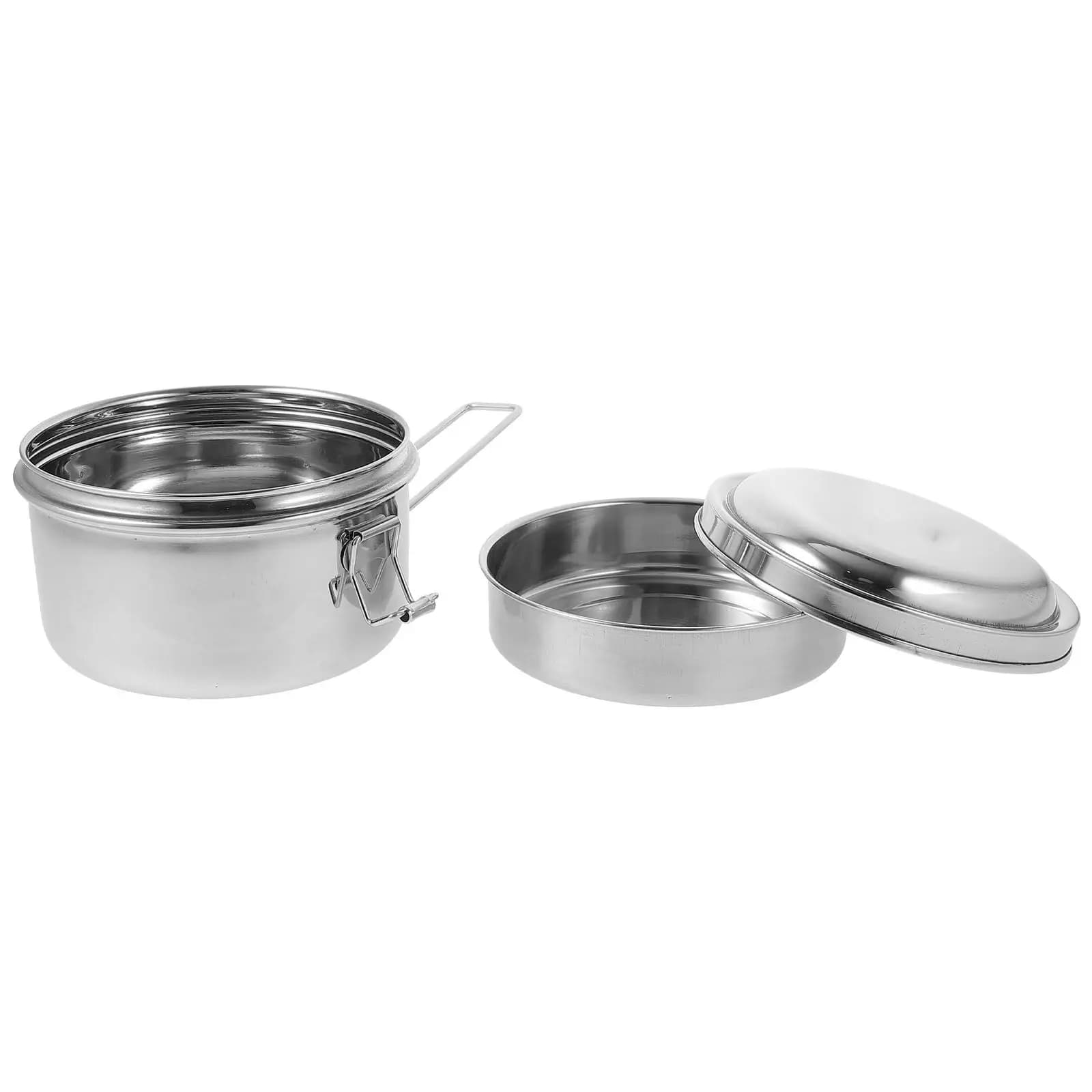 Set di 1 Contenitore per Pranzo in Acciaio Inox, Scatola Bento Portatile a Prova di Perdite, Contenitore per Alimenti Adatto al Microonde, per Ufficio e Studenti