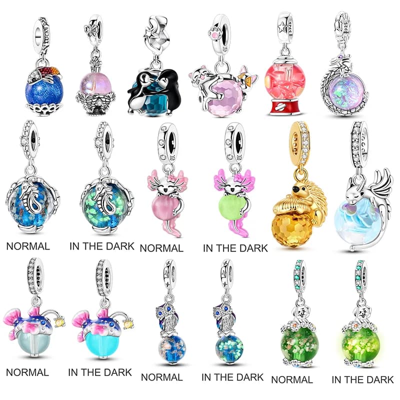 Hot Sale 925 Sterling Silver Charms Beads Squirrel Owl Crystal Ball Series Dangle Fit Original Bracelet Women Jewelry DIY Gift