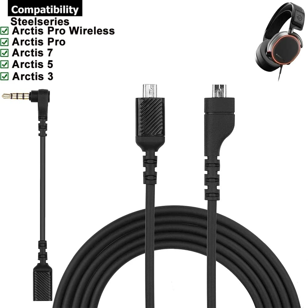 Spare Cable GameDac Detachable cable that supports RGB for wired wireless gaming headphones SteelSeries Arctis 3 5 7 Pro + Plus