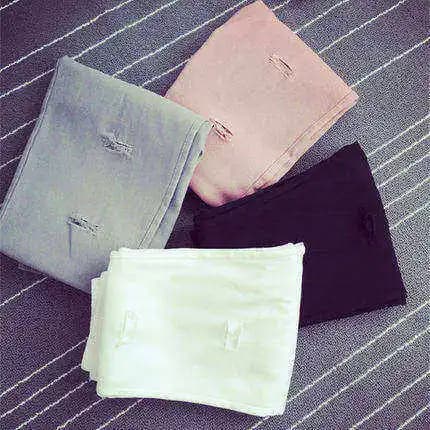 Women's Skinny Hole Punching Pants Thin Version Spring Autumn Black Leggings Trousers Fashionable Base Layer Long Pants