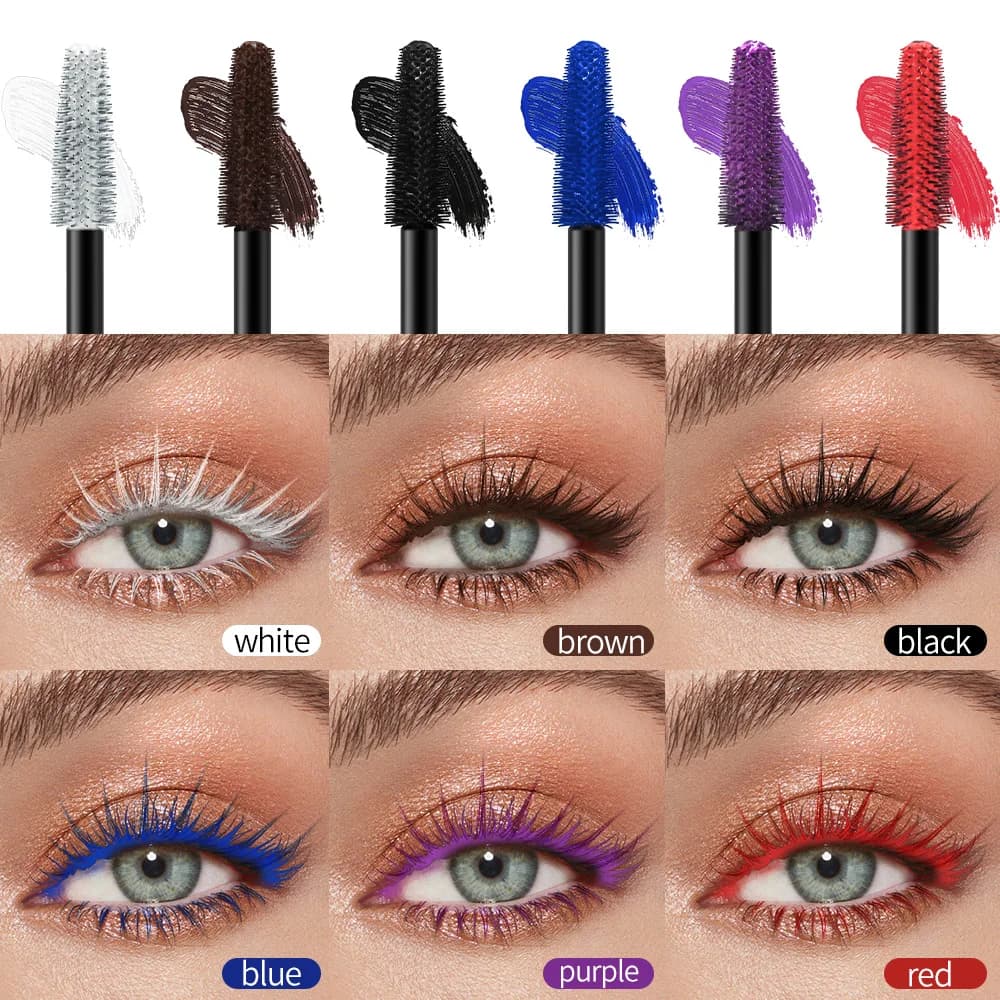 SHEDOES 6 colori mascara vibrante arcobaleno mascara impermeabile fibra ciglia, resa cromatica elevata