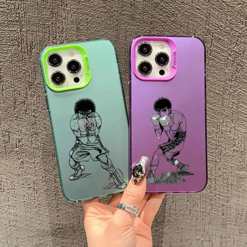 Anime Hajime no Ippo Phone Case For iPhone 17,16,15,14,13,12,11,Mini,Pro,E,MAX silver White Candy Matte Cover