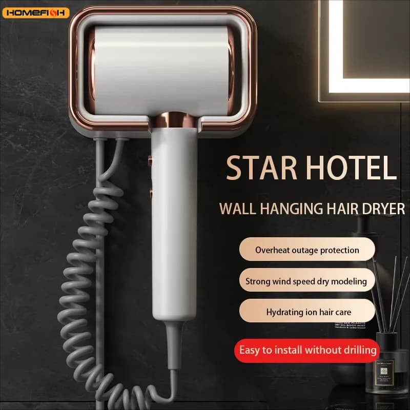 HOMEFISH Hotel exclusive hair dryer, high power wall hair dryer, no drill torch