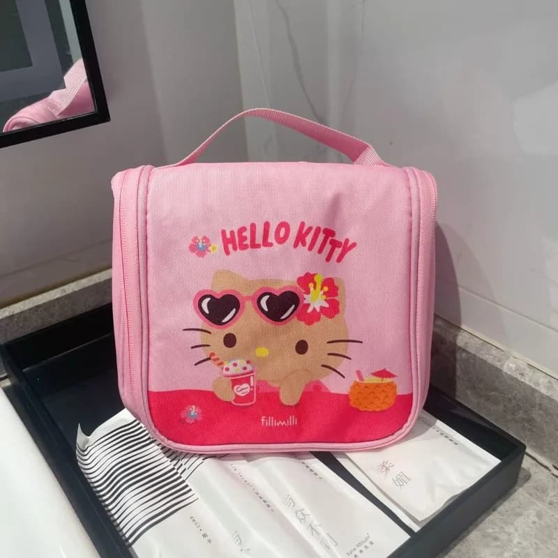 Borsa per il trucco a forma di cartone animato, pieghevole, portatile, beauty case da viaggio, pochette organizer per cosmetici, borsa da bagno per donna