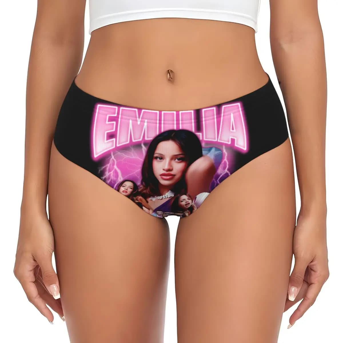 Mutandine Personalizzate con la Cantante Argentina Emilia Mernes in MP3, Biancheria Intima Comoda da Donna, Regalo di San Valentino