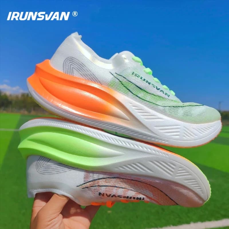 Scarpe da Corsa Professionali IRUNSVAN con Piastra in Carbonio e Nylon per Maratona, Leggere e Reattive, per Uomo e Donna