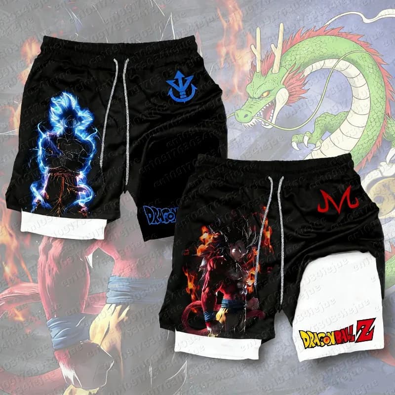 Dragon Ball Anime GOKU Peripheral Printed Double Layer Shorts 2026 Latest Spring and Summer Sports Men's Loose Breathable Pants