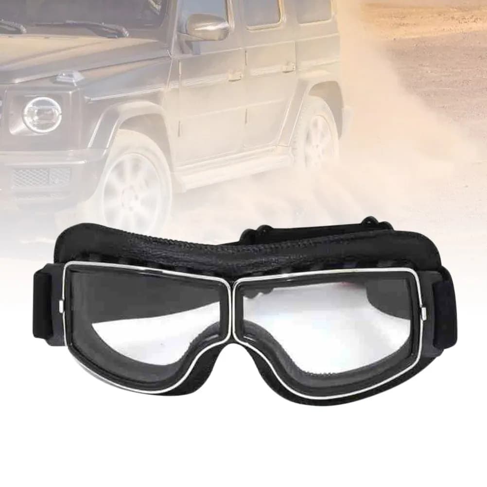 Occhiali da Ciclismo e Sport all'Aperto, Montatura Nera, Lenti Trasparenti, Fascia Elastica Regolabile, Protezione UV400 Antiappannamento per Sci