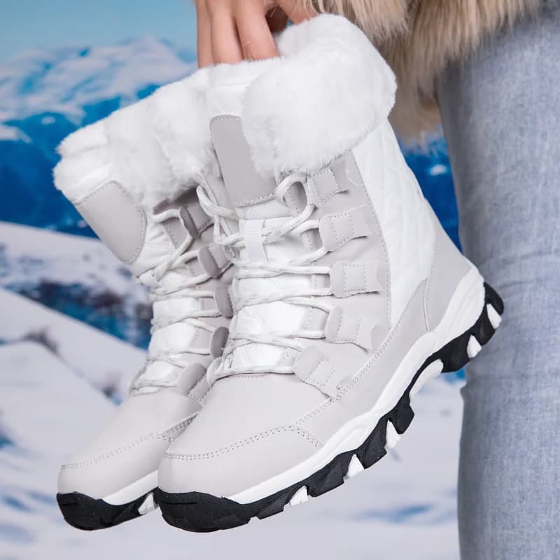 Stivali invernali da donna di nuovo arrivo Stivali da neve con tacco impermeabili per scarpe da ginnastica con plateau da donna Tenere al caldo Scarpe da trekking antiscivolo durevoli