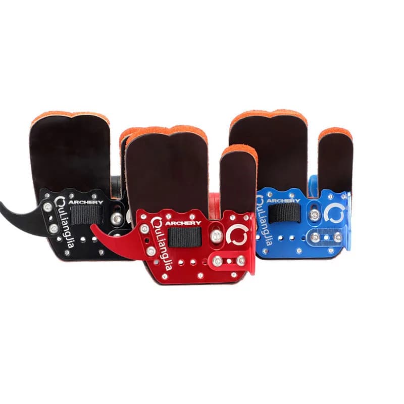 Archery Finger Tab Guard Finger Protect Guard Cow Leather Alloy Target Hunting Shooting Practice Accessories