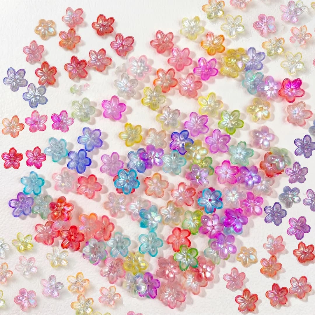 100pcs 12mm Glow in The Dark Acrylic Cherry Blossom Flower Beads Caps Charms for DIY Bracelets Necklaces Jewelry Crafts Making