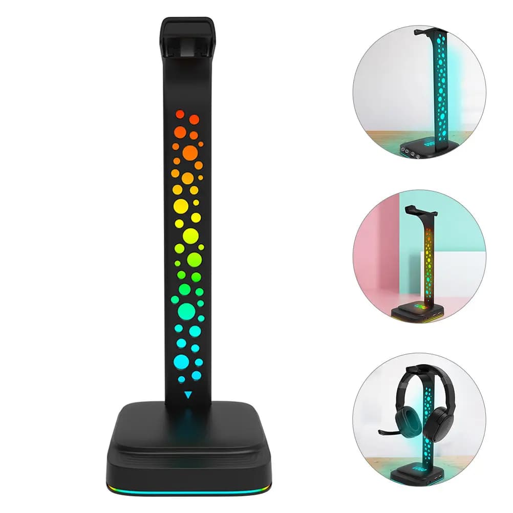 Support for RGB Headphones, Gaming Headphone Stand with USB 3.5mm, Gaming Desk Accessories