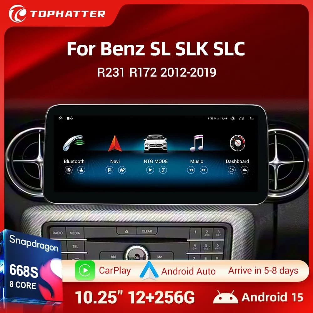 Sistema operativo Android da 10.25'' per Mercedes Benz SLK SLC R172 SL R231 2011 - 2019 Autoradio GPS Navigazione Multimediale Apple Carplay Auto BT