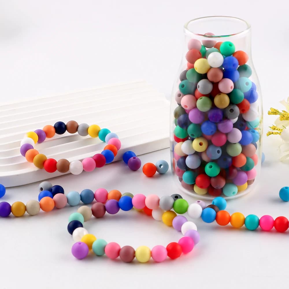 50/100/200 pezzi perline rotonde in silicone 9mm perline per uso alimentare collana fai da te bracciali accessori di gioielli