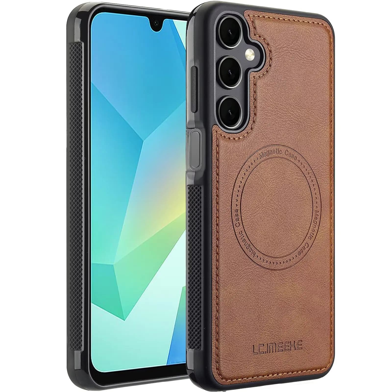 Leather Magnetic Phone Case for Samsung Galaxy A17 A37 A57 A16 A36 A56 A15 A35 A55 A14 A34 A54 A53 A52 Wireless Charging Cove