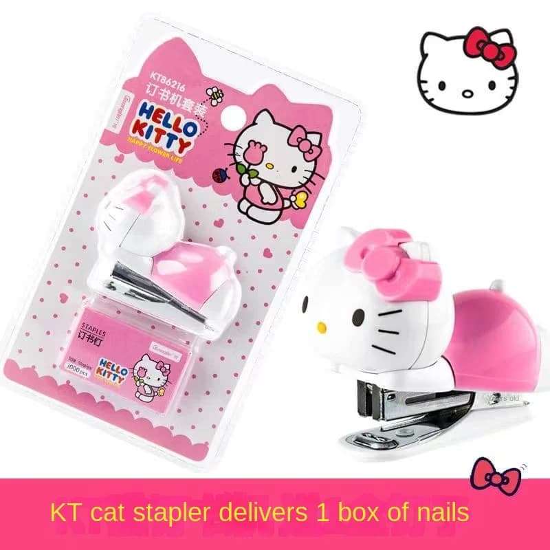 Nuovo Sanrio Hello Kitty Creativo Simpatico Cartone Animato Kawaii Anime Studente Mini Piccola Cucitrice per Ufficio Carino Anime Periferiche Regalo di Festa