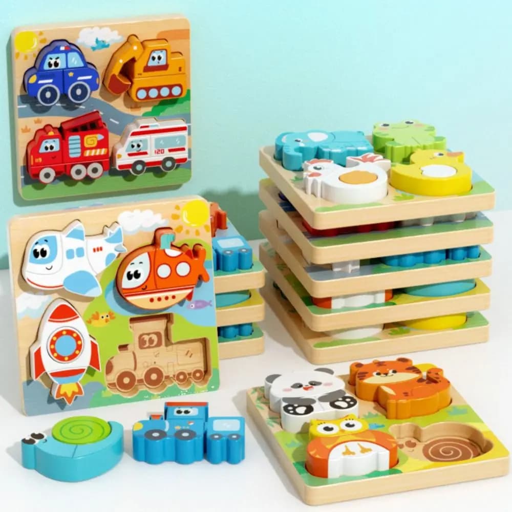 Puzzle animali 3D 4 in 1 Giocattoli Personaggio cognitivo Blocchi in legno che cambiano il volto Gioco di abbinamento di forme interattive fai-da-te Genitore bambino