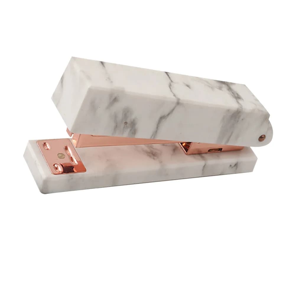 Cucitrice con motivo marmorizzato oro rosa, ergonomica, moderna, per cancelleria da scrivania, adatta per scuola, ufficio e casa