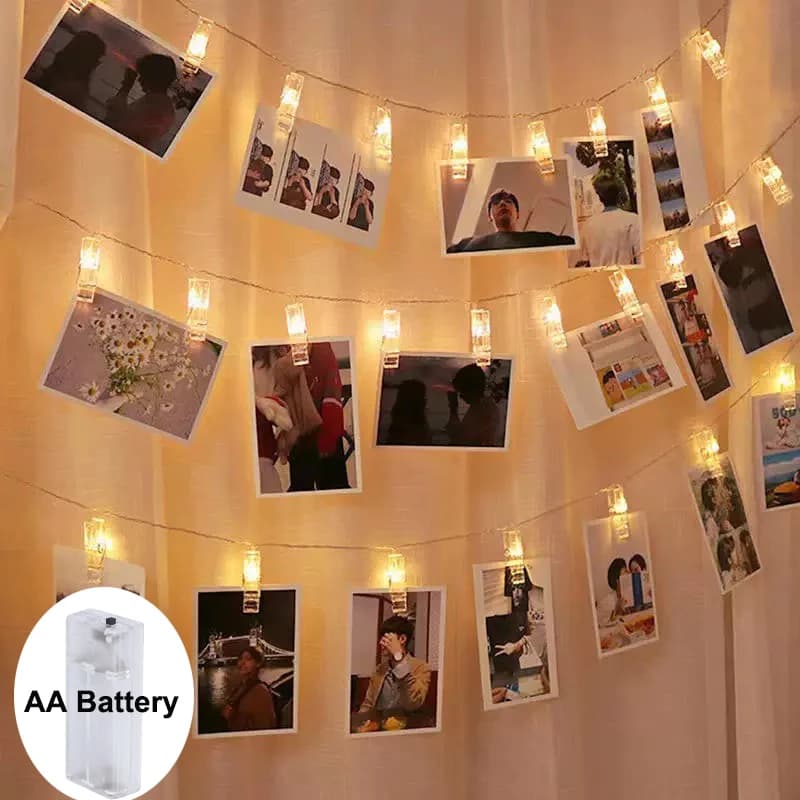 Clip per foto Lucine a LED multicolori Luci a festone alimentate a batteria Illuminazione natalizia per matrimoni Decorazione della stanza da parete per matrimoni