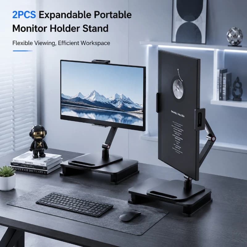 2PCS Adjustable Expandable Monitor Holder Clamp Stand for Laptop Gaming Desktop Phone Vertical Screen Flexible Mount