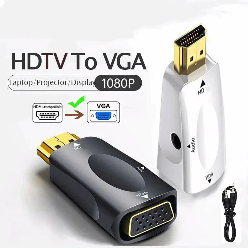 Convertitore da HDMI a VGA, adattatore da maschio a femmina, jack audio da 3,5 mm, 1080P, per PC, laptop, proiettore, monitor