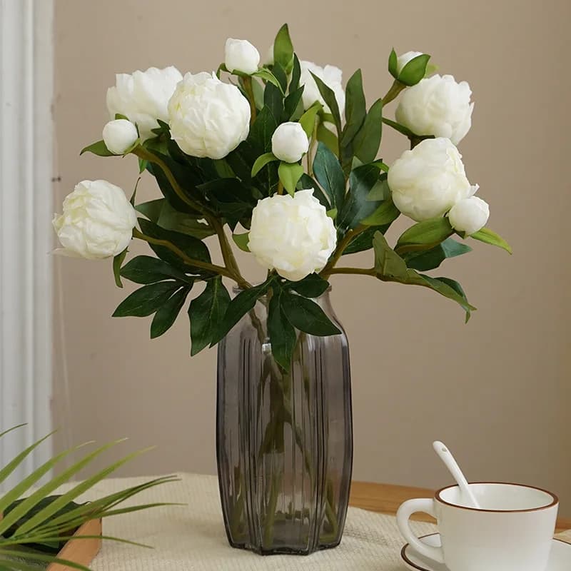 1PC Artificial Silk Peony, Dining Table Vase Fake Plants, Home Party Decor Art Arrangement Simulated Peony Fake Flower
