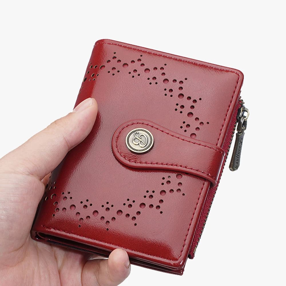 Fashionable Women's Short Wallet with Hollow Pattern, Multiple Card Slots and Coin Pocket, Daily Portable Compact Coin Purse