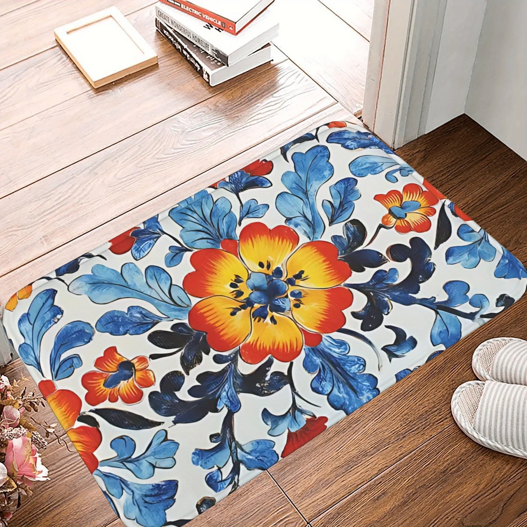 1PC Blooming Joy Modello Tappeto da cucina Tappetino antiscivolo Design pop Tappeto da bagno Tappetino da bagno Tappeto per la casa Lavanderia ecoreeree