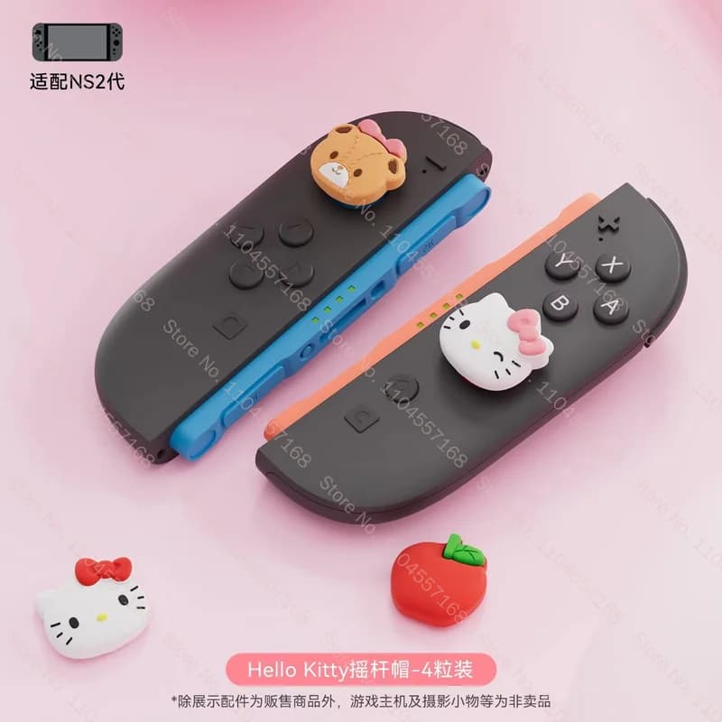 In Stock Hello Kitty Kuromi Silicone Thumb Grip Caps for PS5 NS Pro Switch OLED LITE NS2 Cute Joystick Protection Game Accessory