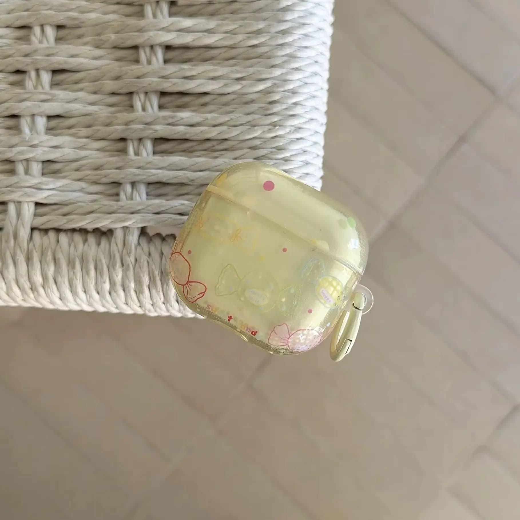 Simple Cute Line Candy Colorful Polka Dots Transparent Yellow Protective Earphone Cover Case For AirPods 1 2 3 4 Pro Pro2 Pro3