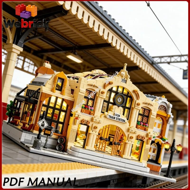 3220 Pezzi Blocchi da Costruzione Stile Industriale Vintage, Scena di Stazione Ferroviaria, 89140, Modello Educativo Fai-da-Te