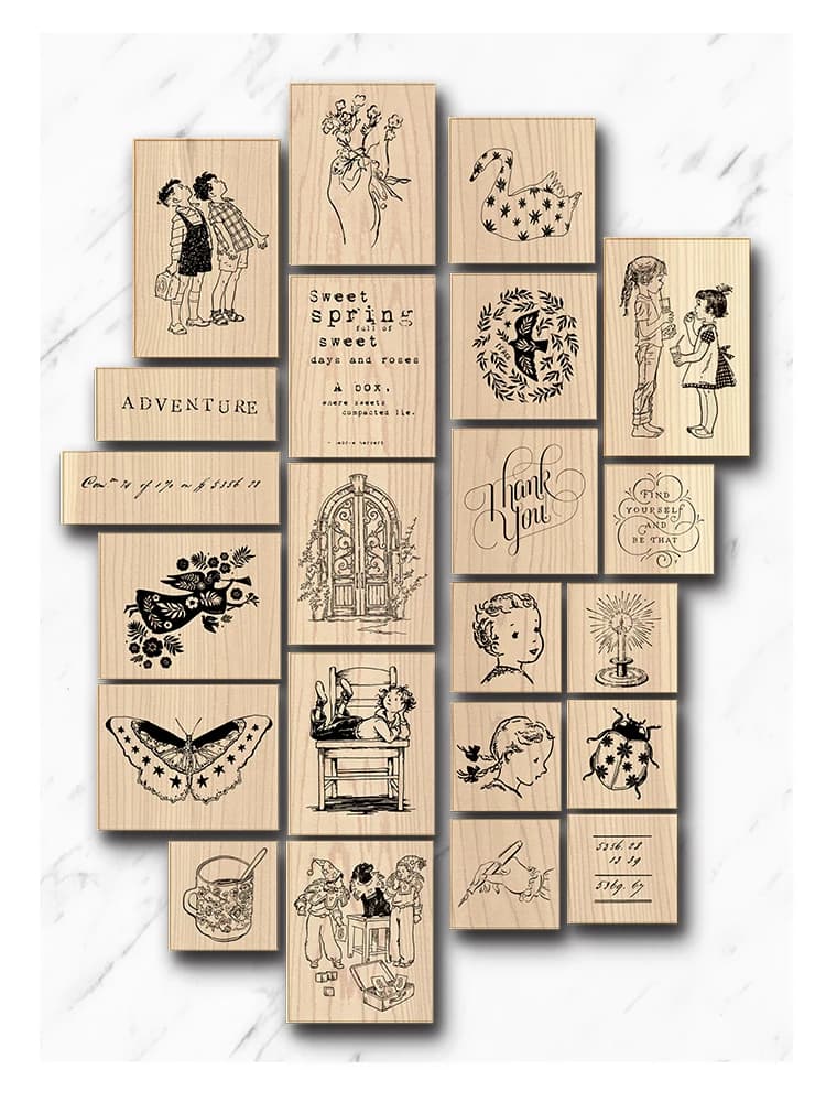 Retro Fairy Butterfly Boy Girl Words Wooden Rubber Stamp Set DIY Scrapbooking Photo Album Card Making Wood Seal