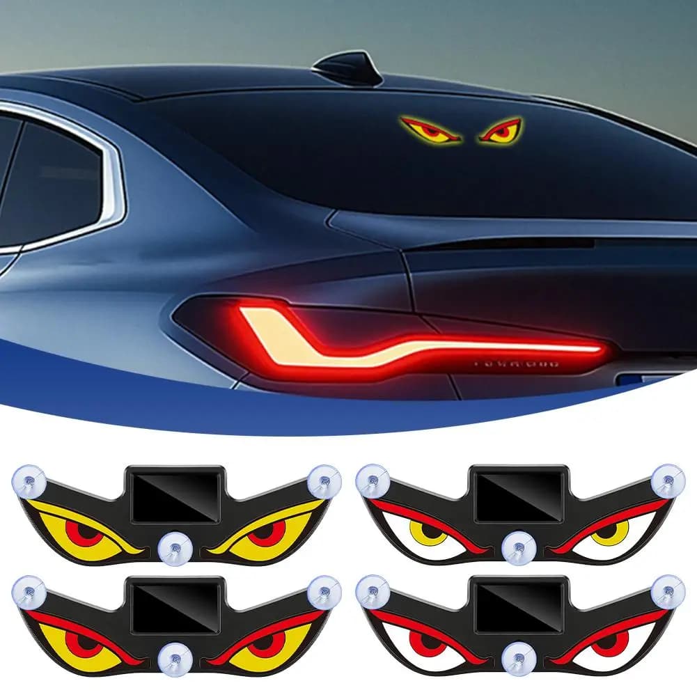 Luce di avvertimento LED per auto Dynamic Devil Eyes, lampada decorativa per finestrino laterale ad energia solare con ventosa e sensore di luce