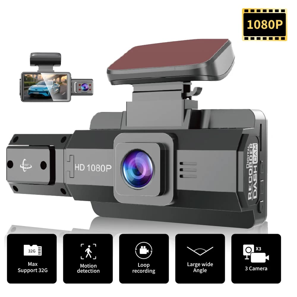 Dash Cam Car DVR 3 pollici WIFI Full HD 1080P All'interno Videoregistratore Doppia lente Telecamera IR Visione notturna Scatola nera Accessori per veicoli