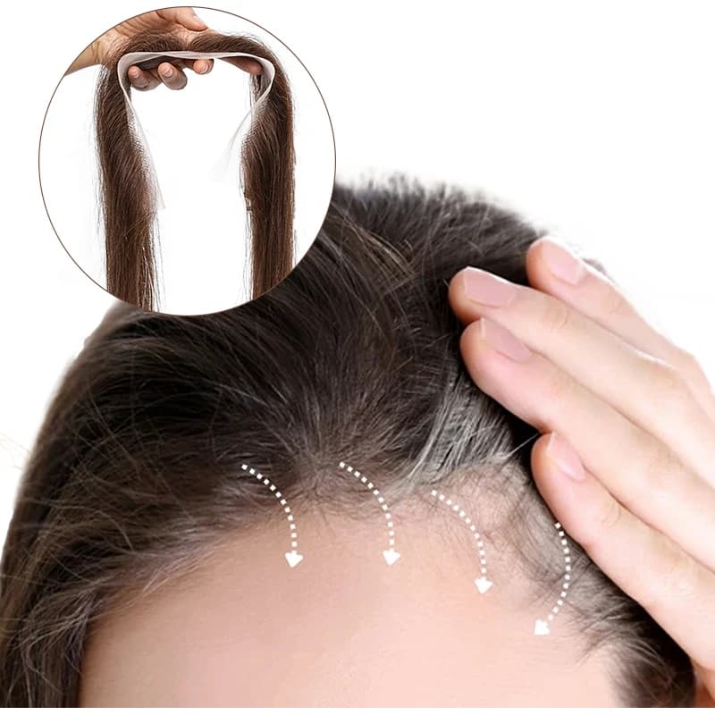 2X13Inch Lace No Clip Fish Line Invisible Hair Front Toupee Hairline 100% Human Hair Natural Hair Hairpiece Extensions for Women