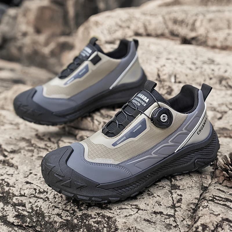 Men's Trekking Shoes with Rotating Buckle, Outdoor Sport sneakers with Platform, Comfortable and Anti-slip for Climbing