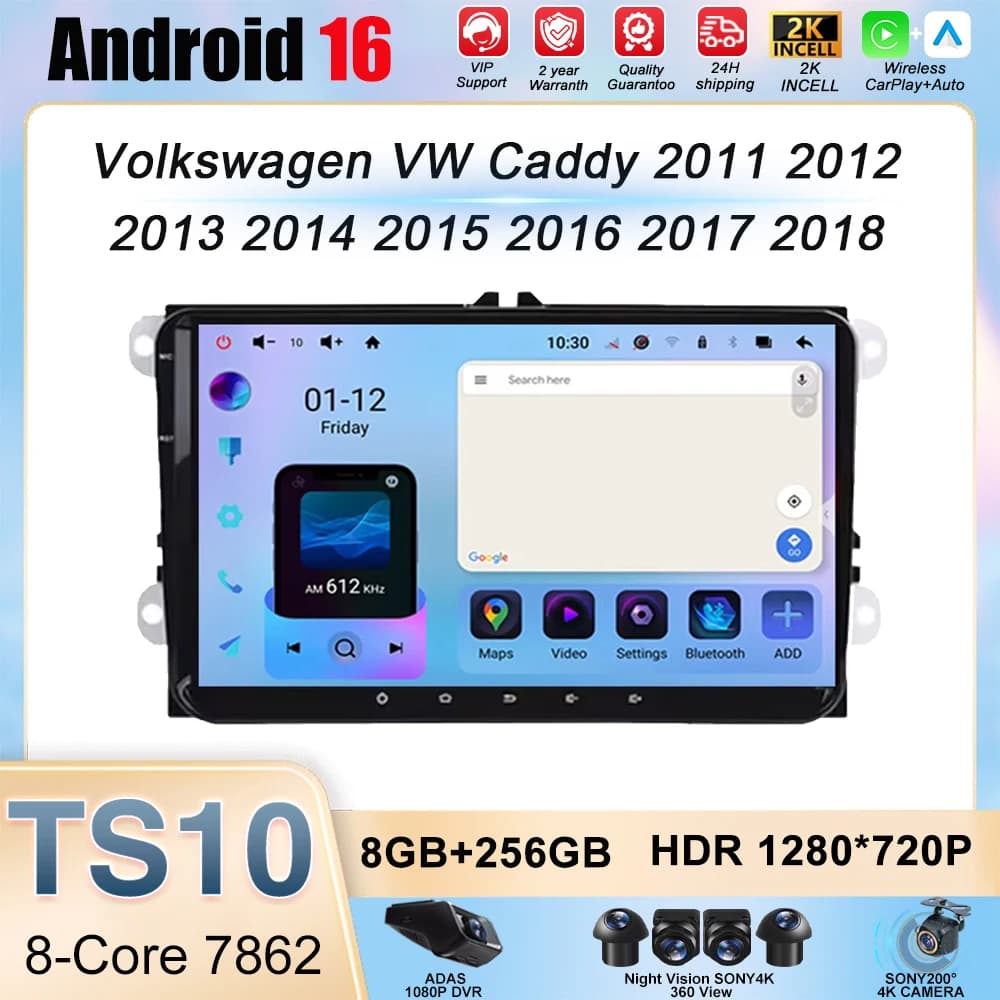 Android per Volkswagen VW Caddy 2011 2012 2013 2014 2015 2016 2017 autoradio lettore Auto navigazione 2din schermo DVD WIFI