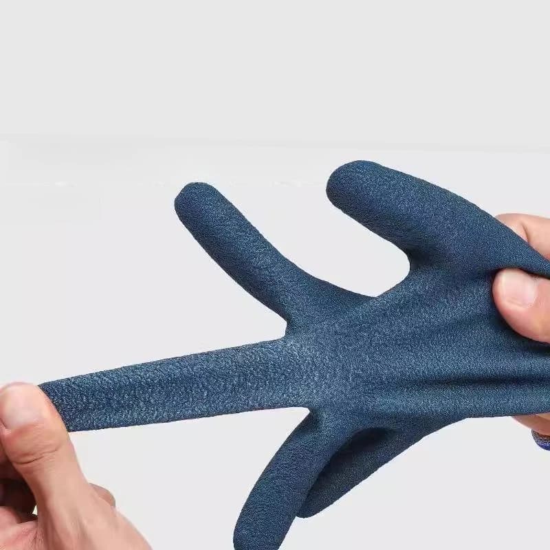 Guanti da Lavoro Resistenti - Rivestiti in Lattice, Impermeabili, Antiscivolo per Uso Edile e Industriale