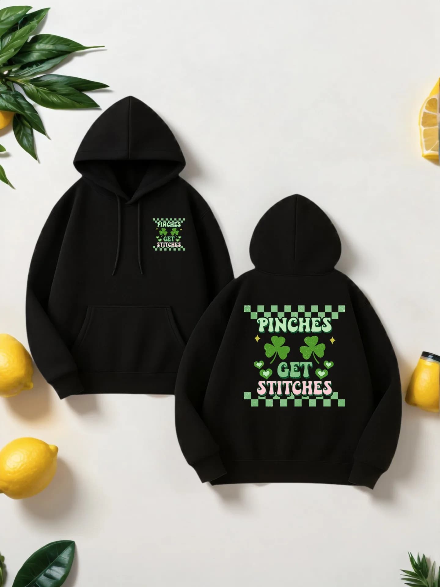 Felpa con cappuccio grafica da uomo, stampa Pinches Get Stitches, stile streetwear casual, tessuto in pile, da indossare tutti i giorni, per uomo