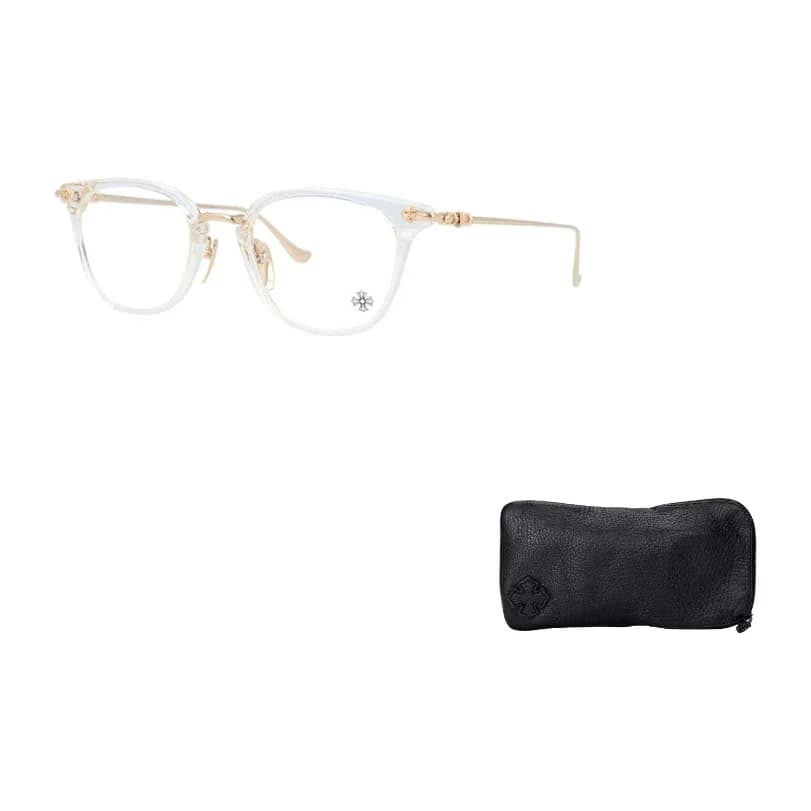 Chrome Hearts Plate And Metal Oval Eyeglass Frames Unisex Gold SHAGASS-CRYS/GP