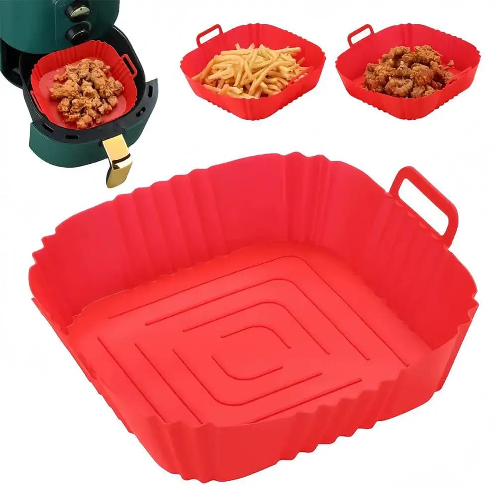 Reusable Airfryer Pan Liner Accessories Silicone Air Fryers Oven Baking Tray Pizza Chicken Airfryer Non-stick Silicone Mould