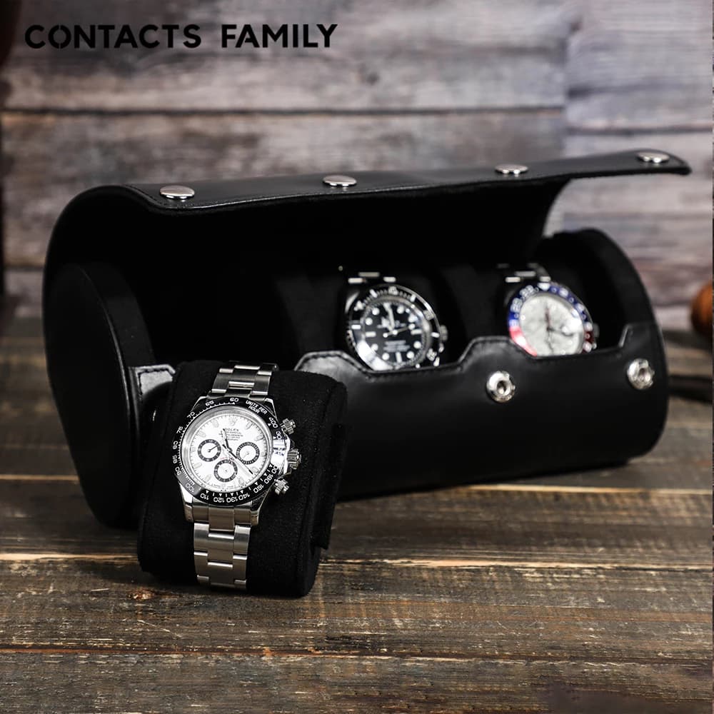 CONTACT'S FAMILY 1/2/3/4 slot in vera pelle scatola per orologi da uomo orologi da viaggio custodia per orologi da polso portatile regalo