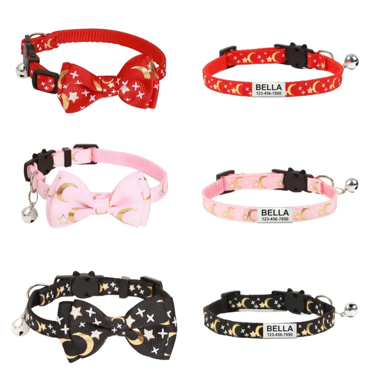 Collari per gattini con papillon per gatti regolabili personalizzati Collane con nome per cuccioli di animali domestici inciso Tag identificativo anti-smarrimento per gatti Cani di piccola taglia